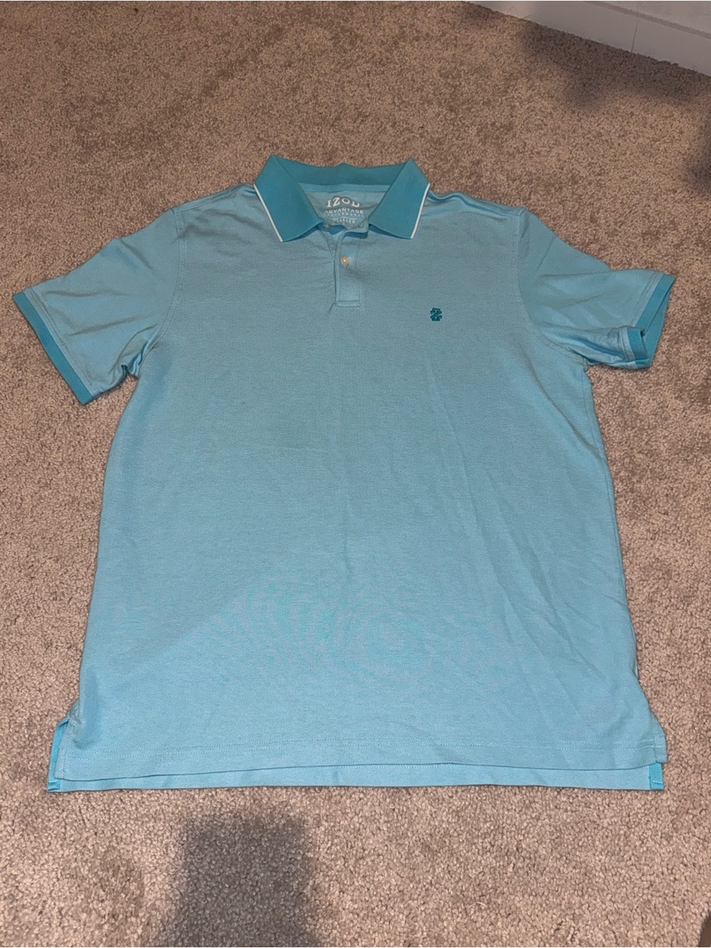 Izod Men’s Aqua Blue Contrast-Trim Polo
